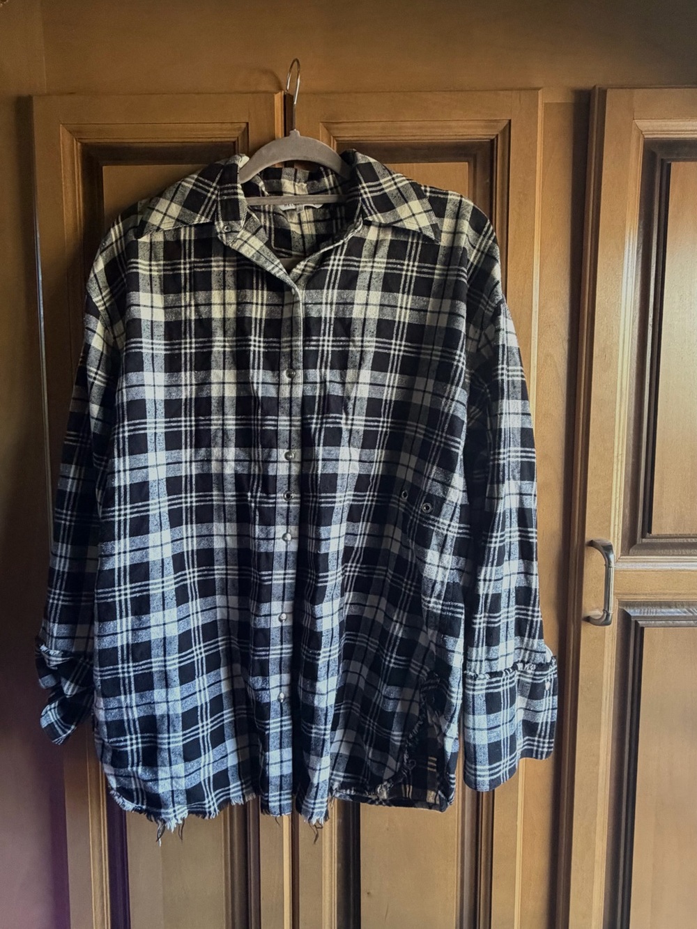 Helmut Lang Black & White Plaid Button-Up Shirt
